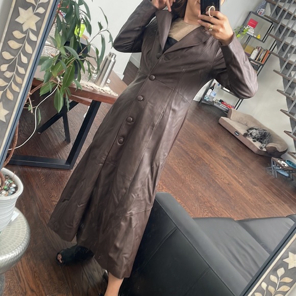 Vintage Pamela McCoy Brown leather trench coat